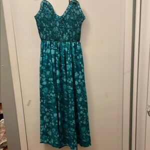 Amazon Green Ruched Maxi Sundress